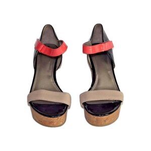 Fergalicious Platform Sandals Ankle Strap Beige Black Pink Size 10